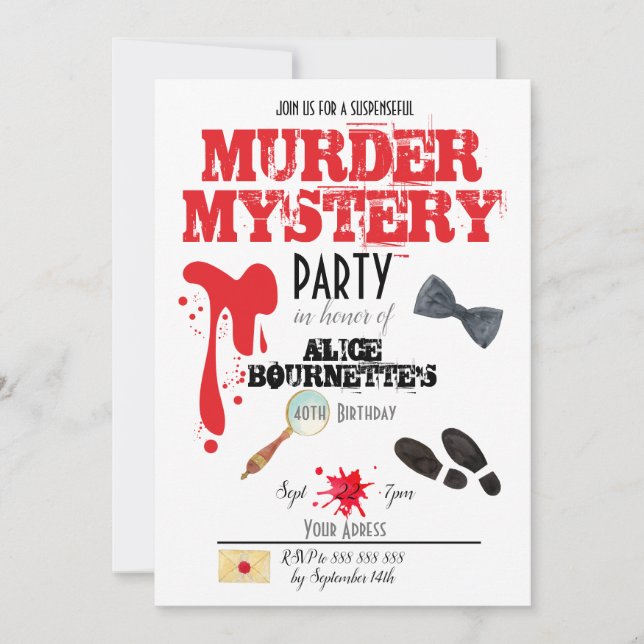 Födelsedagsfesten Murder My Inbjudningar (Framsida)