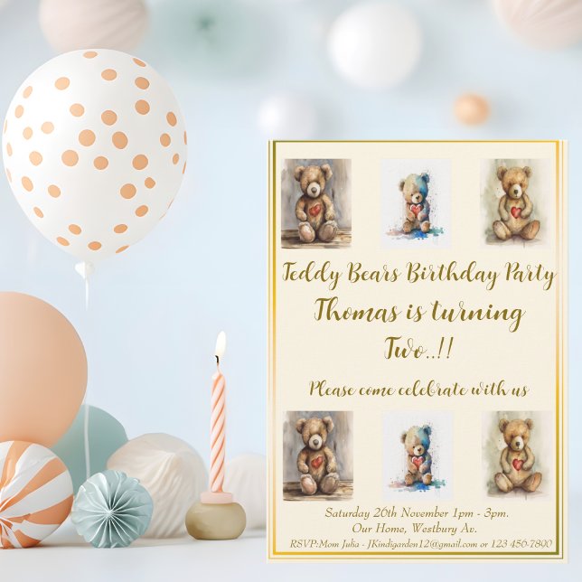 Födelsedagsfesten nallar inbjudningar (Teddy Bear Birthday)