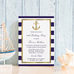 Födelsedagsfesten Nautical Anchor Navy Rand Beach Inbjudningar<br><div class="desc">Fira i stil med trendiget födelsedagsfest inbjudan. Formuleringen är lätt att anpassa och dina gäster kommer att bli glada när de tar emot inbjudningskorten för snyggt i toppen.</div>