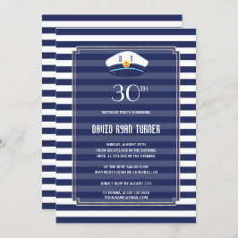 Födelsedagsfesten Nautisk flotta Rand Silver Man Inbjudningar