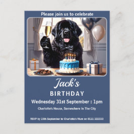 Födelsedagsfesten Newfoundland Hund Inbjudan Vykort