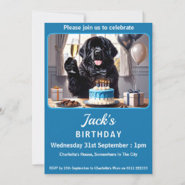 Födelsedagsfesten Newfoundland Hund Inbjudningar