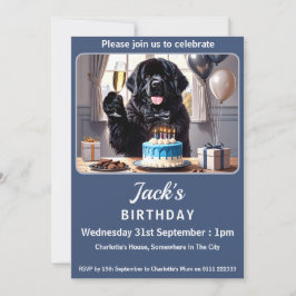 Födelsedagsfesten Newfoundland Hund Inbjudningar