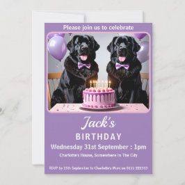 Födelsedagsfesten Newfoundland Hund Inbjudningar