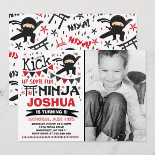 Födelsedagsfesten Ninja Birthday bjudande Karate Inbjudningar