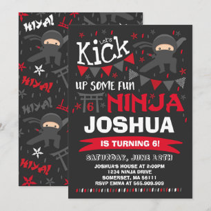 Födelsedagsfesten Ninja Birthday bjudande Karate Inbjudningar
