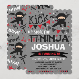 Födelsedagsfesten Ninja Birthday bjudande Karate Inbjudningar