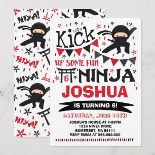 Födelsedagsfesten Ninja Birthday bjudande Karate Inbjudningar