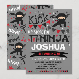Födelsedagsfesten Ninja Birthday Inbjudan Karate