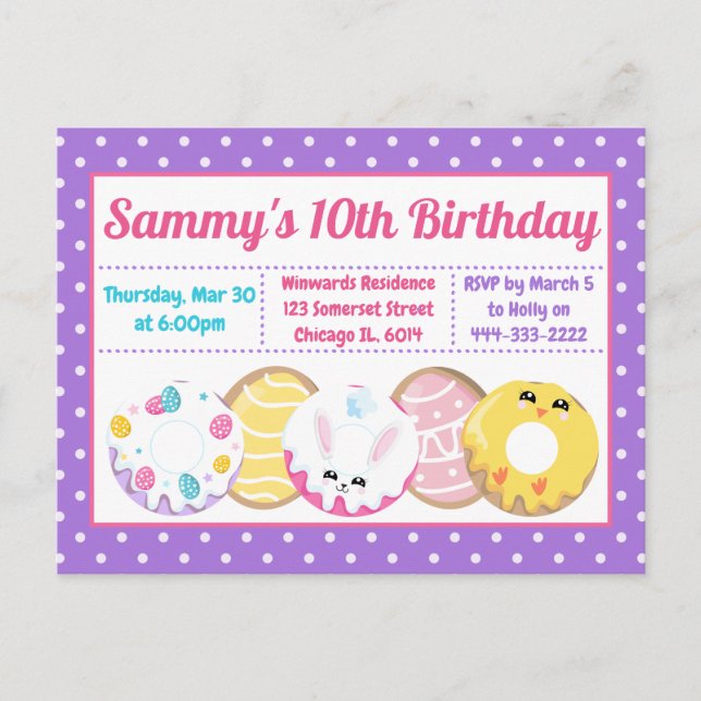 Födelsedagsfesten påsk Cookies Donuts and Sweets i Vykort (Framsida)