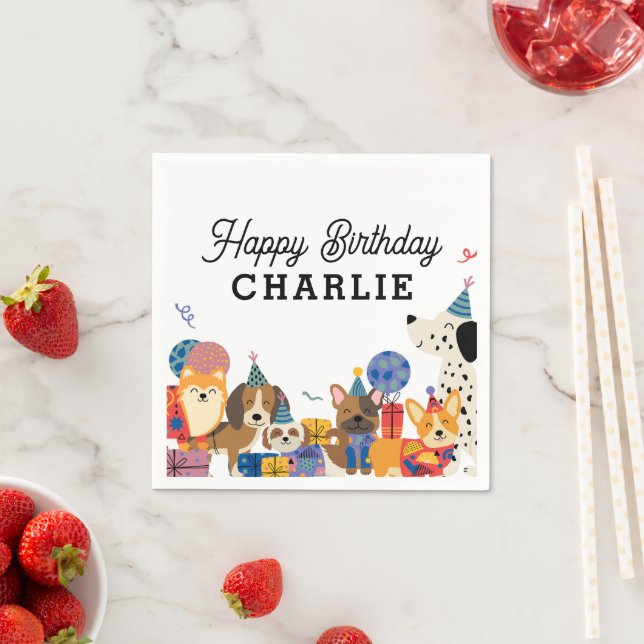 Födelsedagsfesten Pawty Hund Puppy Pappersservett (Insitu)