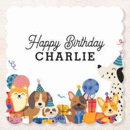 Födelsedagsfesten Pawty Hund Puppy Underlägg Papper