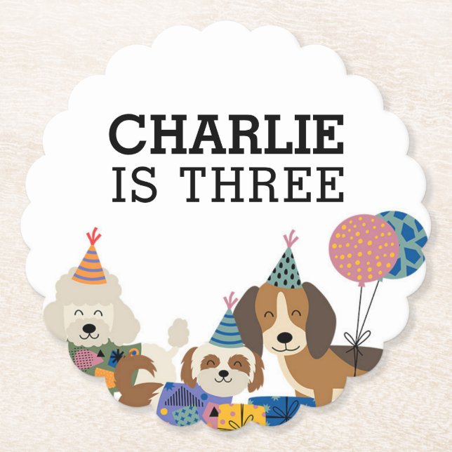 Födelsedagsfesten Pawty Hund Puppy Underlägg Papper (Framsida)