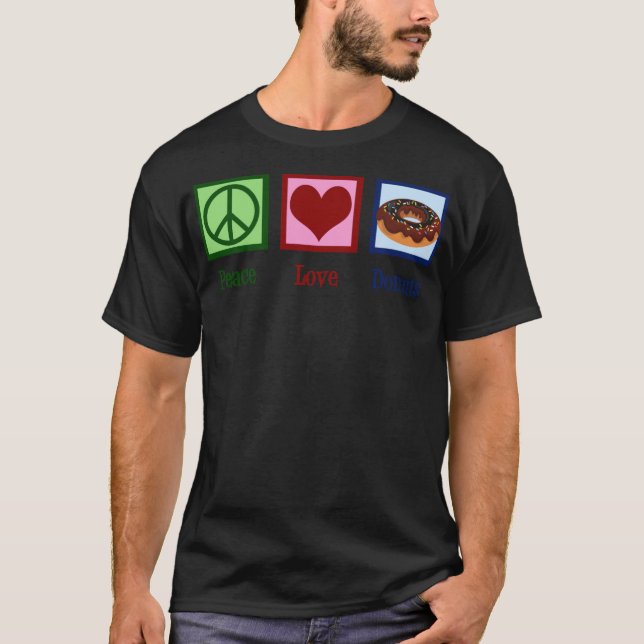 Födelsedagsfesten Peace Kärlek sötsaker T Shirt (Framsida)