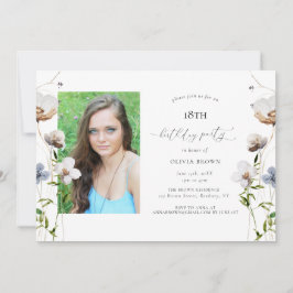 Födelsedagsfesten Peach Wildblomcalligraphy Inbjudningar