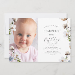 Födelsedagsfesten Peach Wildblomcalligraphy Inbjudningar