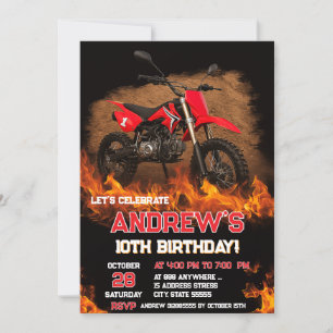Födelsedagsfesten Personal Fire Motocross Dirt Bik Inbjudningar