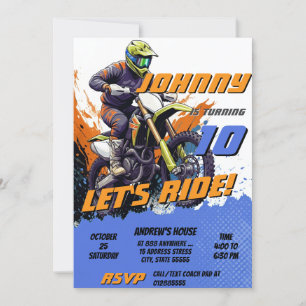 Födelsedagsfesten Personal Motocross Boy Motorcycl Inbjudningar
