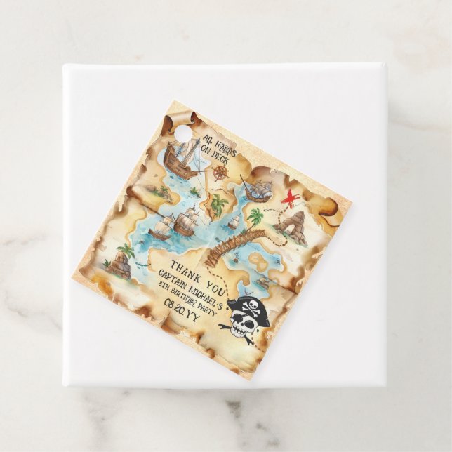 Födelsedagsfesten Pirat Thated Treasure Karta Gåvor Etiketter (På plats)