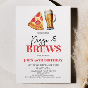 Födelsedagsfesten Pizza och Brews Beer Glass Inbjudningar
