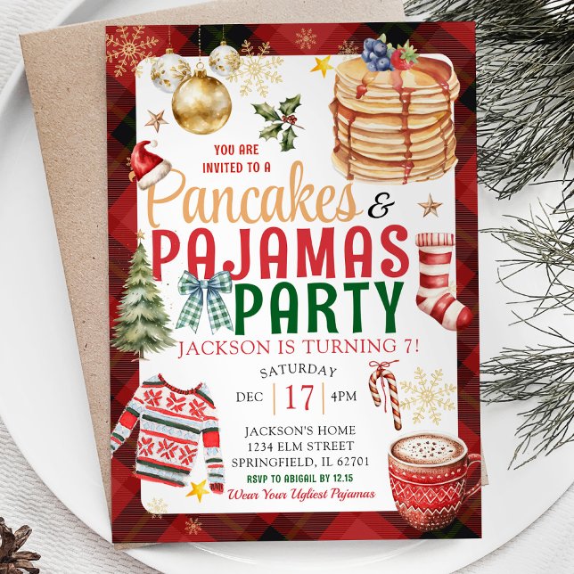 Födelsedagsfesten Play Pancake Pajamas Inbjudningar (Skapare uppladdad)