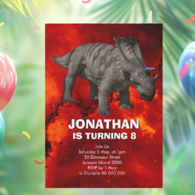 Födelsedagsfesten Prehistorisk dinosaur Inbjudningar (Dino-Mite Birthday Party Invitations!)