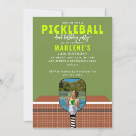 Födelsedagsfesten Preppy Pickleball Paddle Photo D Inbjudningar