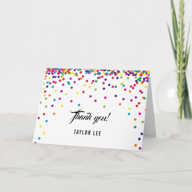 Födelsedagsfesten Rainbow konetti sprinkles Tack Kort (Framsida)
