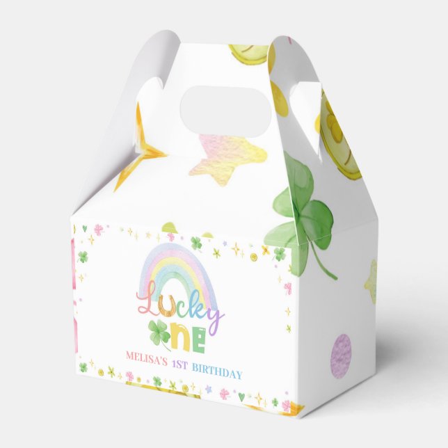 Födelsedagsfesten Rainbow Lucky One Favor Box Presentaskar (Framsidan Sidan)