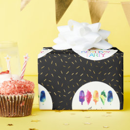 Födelsedagsfesten Rainbow Watercolor Ice Cream Con Presentpapper