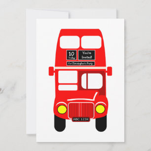 Födelsedagsfesten Red Dubbla Decker Buss Design Inbjudningar