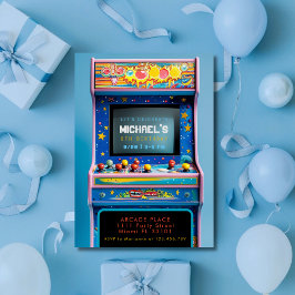 Födelsedagsfesten Retro Arcade Gaming Inbjudningar