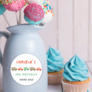 Födelsedagsfesten Retro Boys Leksak Roligt Transpo Runt Klistermärke