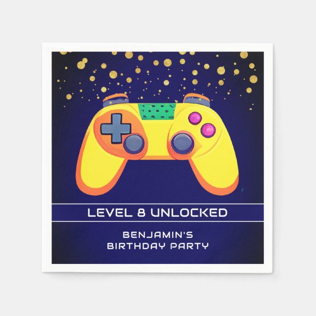 Födelsedagsfesten Retro Gamer Arcade Pappersservett (Framsidan)