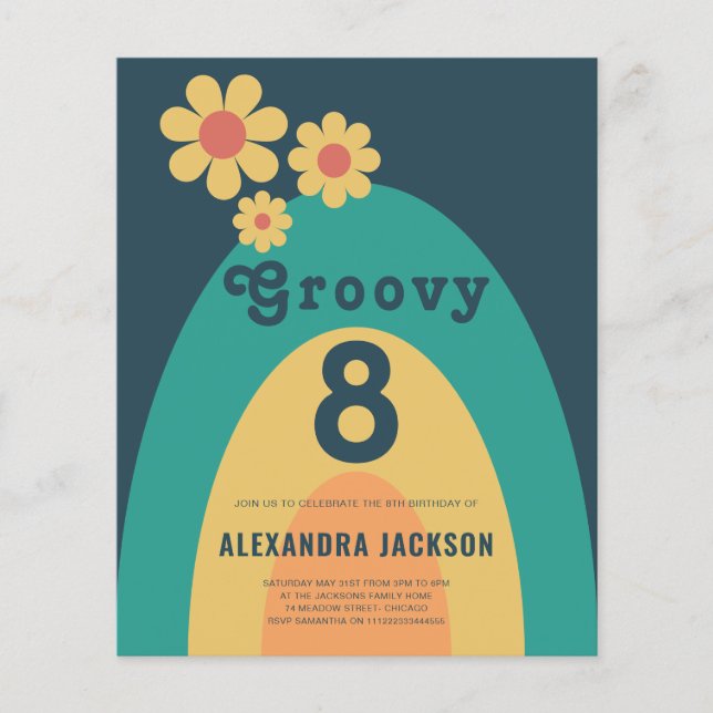 Födelsedagsfesten Retro Rainbow Flygblad (Framsidan)