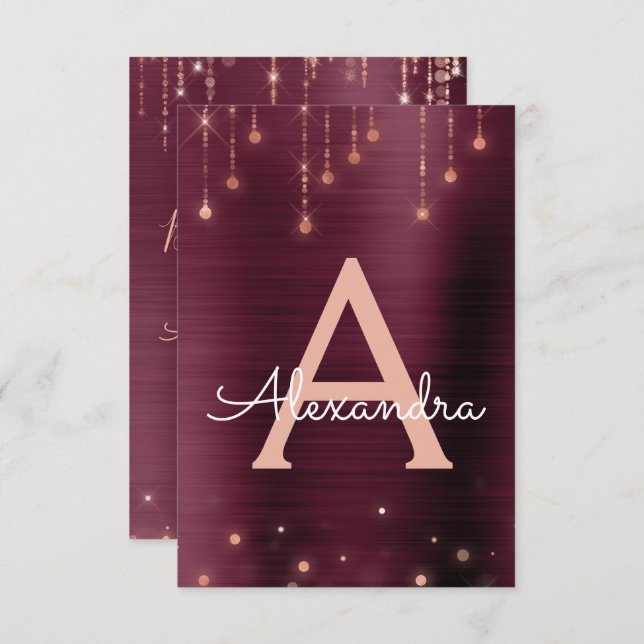 Födelsedagsfesten ro Guld och Burgundy Gnistra Inbjudningar (Fram/baksida)