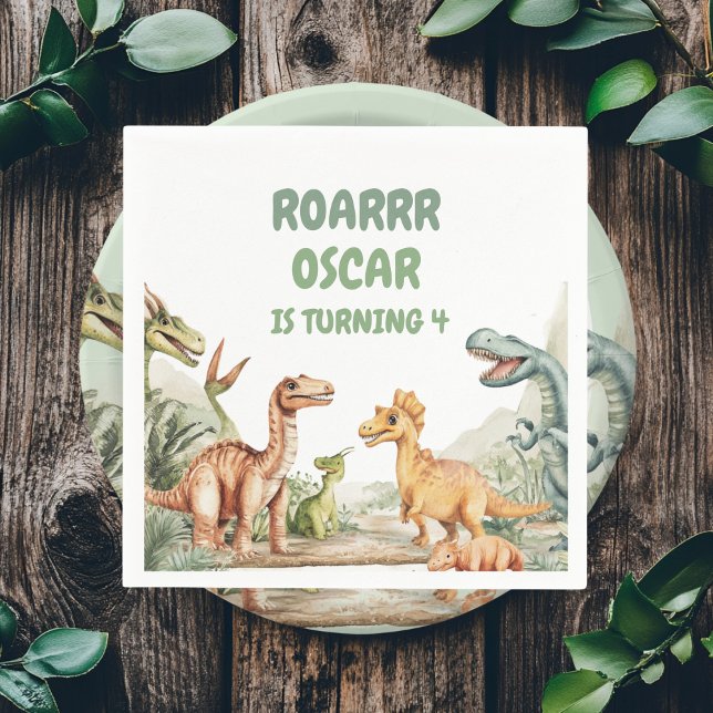 Födelsedagsfesten Roaring Dinosaur Pappersservett (Skapare uppladdad)