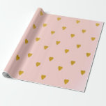 Födelsedagsfesten  Rosa & Cute Guld Hearts Presentpapper<br><div class="desc">papper radbrytning av anpassningsbar</div>