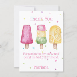 Födelsedagsfesten rosa Girls Popsicle Tack för dit Inbjudningar