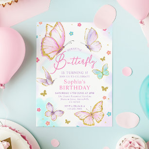 Födelsedagsfesten Rosa hos Little Butterfly Girls Inbjudningar