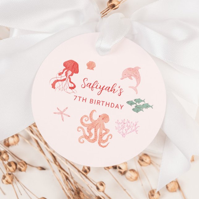 Födelsedagsfesten rosa Ocean Creating Gåvor Etiketter (Skapare uppladdad)