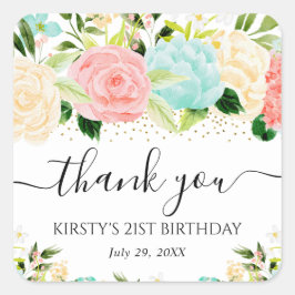 Födelsedagsfesten Rosa och färgbrytare för vattenf Fyrkantigt Klistermärke