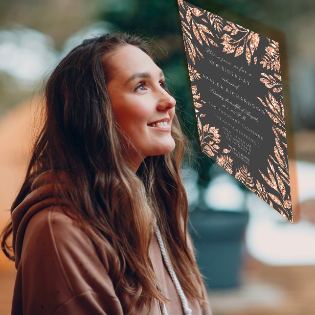 Födelsedagsfesten rosa ros Guld Glitter Blad Möhip Inbjudningar (Pink Rose Gold Glitter Leafs Bridal Birthday Party Invitation )