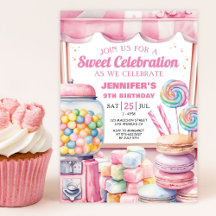 Födelsedagsfesten Rosa Sweets Girl Candy Land Retr