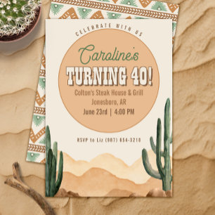 Födelsedagsfesten Rustic Southwest Desert Cactus Inbjudningar