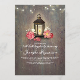 Födelsedagsfesten Rustic Wood och Lantern Barn Inbjudningar
