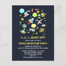Födelsedagsfesten rymden Astronauter & Rockets Vykort