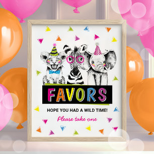 Födelsedagsfesten Safari Animals Favor Sign Poster