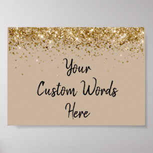 Födelsedagsfesten Sand Black Guld Glitter Poster