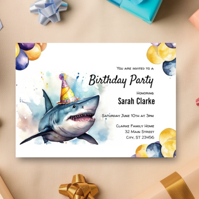 Födelsedagsfesten Shark Sea Life Aquarium Firande Inbjudningar (Skapare uppladdad)